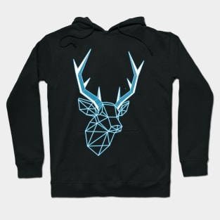 Geometric Blue Light line Stag Low-poly Head Hoodie